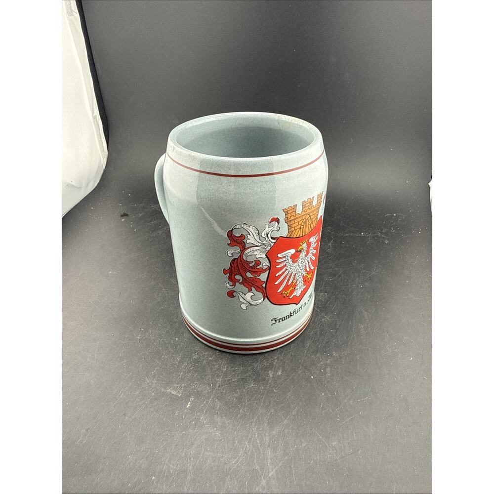 Vintage German Beer Stein Frankfurt Germany Stoneware Mug Coat of Arms